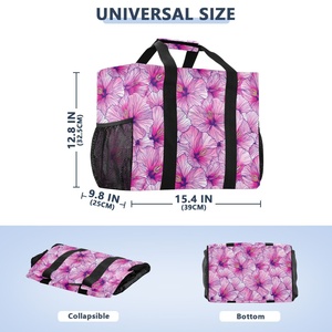 Aloha Collection Hawaii Pink Hibiscus Custom Design Reusable Grocery Standing <b>Extra</b> <b>Large</b> Utility Tote Bag Laundry Basket - Product Image 3