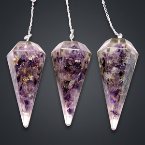 Natural Quartz <b>Crystal</b> Through-Carved Pencil Pendulum with Silver Chain and Bead for Dowsing and Reiki Healing Meditation - Product Image 6