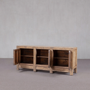 Buffet vintage en <span class=keywords><strong>bois</strong></span> massif vieilli à trois portes, grande capacité, multi-compartiments, meuble de rangement pour la maison - Product Image 3