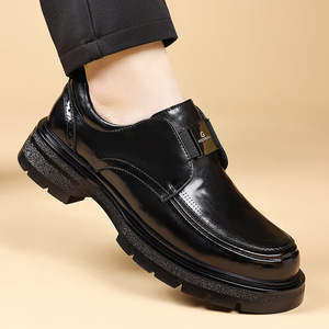 Chaussures habillées en cuir pour hommes, bout rond, style Oxford, semelle souple en caoutchouc, pour le bureau, les occasions formelles, couleur marron - Product Image 2