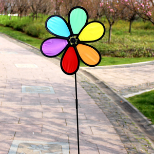28cm ornamento da giardino per bambini con bordo nero tessuto di colore mulino a vento all'aperto macchina per filatura al Neon bicicletta decorazione giardino - Product Image 3