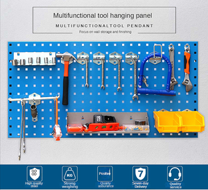 RGB-klaar kalmerend oceaanblauw 500x350x1,0mm Pegboard wandorganizer van gepoedercoat staal voor woonkamer, kledingkast, kinderkamer, badkamer - Product Image 2