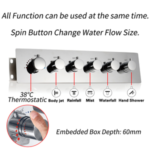 Trần nhúng mưa Thác sương tắm 16-inch Led Shower Head âm nhạc Loa tĩnh nhiệt vòi hoa sen vòi - Product Image 5