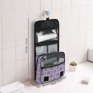 Aloha Hawaiian Custom Purple Quilt Checked Waterproof Foldable Organizer <b>Toiletry</b> Hanging Makeup <b>Storage</b> Cosmetic Bags - Product Image 5