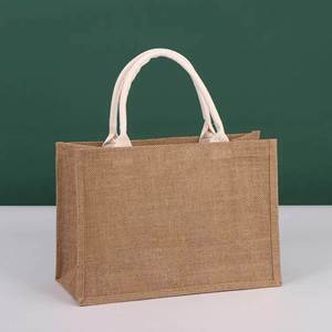 กระเป๋าผ้ากระสอบพิมพ์โลโก้ตามสั่ง กระเป๋าเป้สะพายหลังสำหรับช้อปปิ้ง ทำจากผ้ากระสอบธรรมชาติ พร้อมหูหิ้ว สำหรับใช้ในการส่งเสริมการขาย - Product Image 3