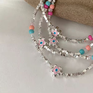 กำไลข้อมือลูกปัดโบฮีเมียนสำหรับผู้หญิง เงินแท้ 925 กำไลแฟชั่นเรียบง่ายสำหรับผู้หญิงและเด็กผู้หญิง - Product Image 2