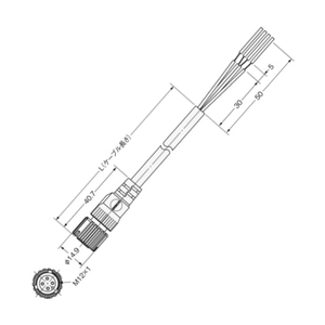 Cable conector de 4 polos M12 de 1m Arnés de cableado de automatización industrial con extremo sin terminar, 2 unidades - Product Image 5
