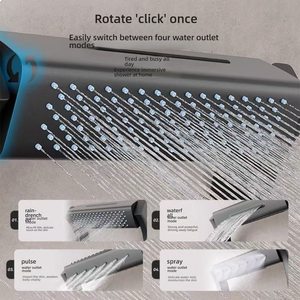 Mitigeur de douche et baignoire en laiton massif à deux poignées, finition noir mat, système multifonctionnel - Product Image 3