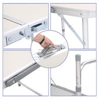 Table de pique-nique pliable portable en aluminium TIANHAIDA de 6 pieds pour l'extérieur avec trou pour parasol