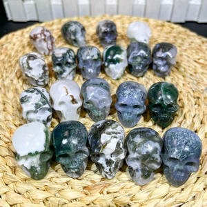 Productos de Sanación Espiritual a Precio de Fábrica, Piedra Fengshui, Cristales Reales, Calaveras Pequeñas de Ágata Musgosa para Decoración - Product Image 2