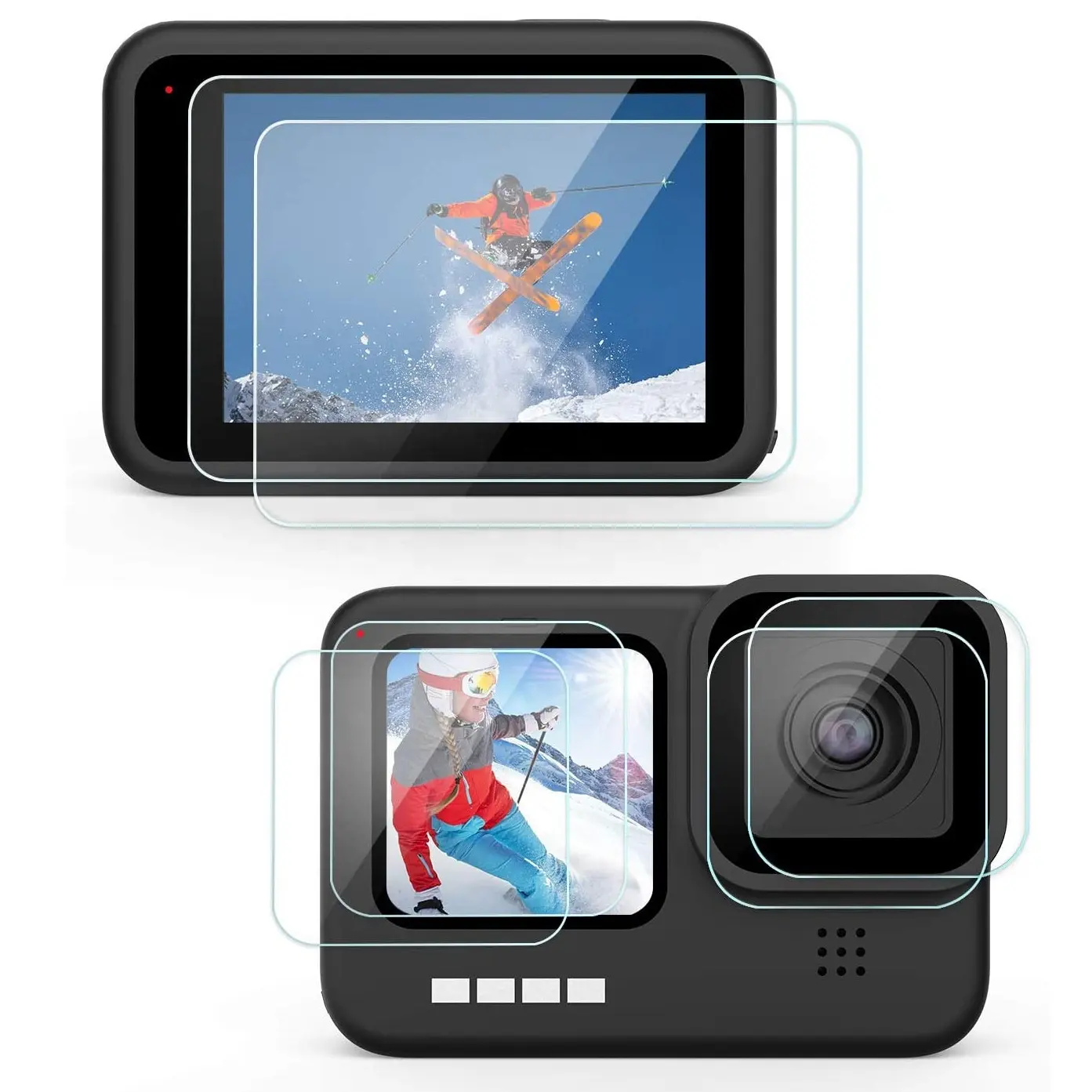 For GoPro Hero 9/Hero 10 Black, Front LCD Display Film Camera lens Ultra Clear Go pro Action Tempered Glass Screen Protector