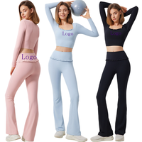 Kledingset met eigen logo, Y2K-mode, luxe, sneldrogend, elastisch kant, tops, broeken, yogasets, loungewear, zacht, 2-delig, dames