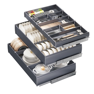 HNOSS Organisateur de tiroirs coulissants en aluminium <span class=keywords><strong>sous</strong></span> l'évier Panier coulissant en métal Paniers de rangement polyvalents dans le <span class=keywords><strong>tiroir</strong></span> - Product Image 6