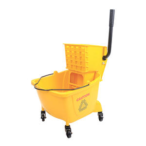 2L औद्योगिक वाणिज्यिक सफाई पीले प्लास्टिक की मोप बाल्टी रिंगर पहियों के साथ - Product Image 1