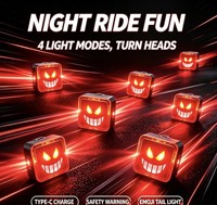 Feu arrière de vélo rechargeable Devil Eyes Light Smile, feu arrière LED étanche pour VTT et vélo de route, lumière d'avertissement de sécurité