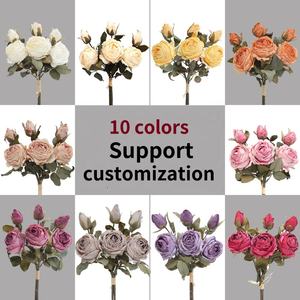 人造花3烧边小玫瑰束芽批发家居装饰婚庆酒店装饰花 - Product Image 6