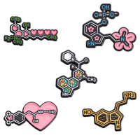 Broche créative en alliage émaillé de laboratoire, motif géométrique d'éléments chimiques, style dessin animé, pour étudiants, décoration scientifique, personnalité