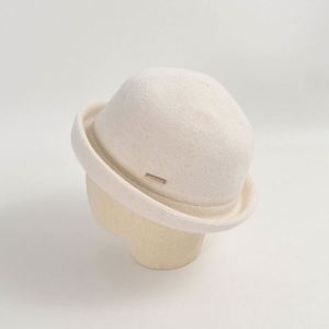 หมวกบัคเก็ตไหมพรมญี่ปุ่นทรงโบว์เลอร์สำหรับผู้หญิง สีพื้นเรียบง่าย สไตล์เรโทร อุ่นสบาย ขอบม้วน สำหรับฤดูใบไม้ร่วงและฤดูหนาว - Product Image 1