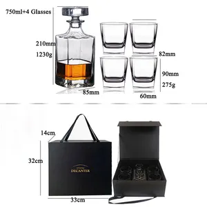 Presa di fabbrica vuota in cristallo di selce vodka tequila Gin wine whisky decanter set regalo con tappo in vetro