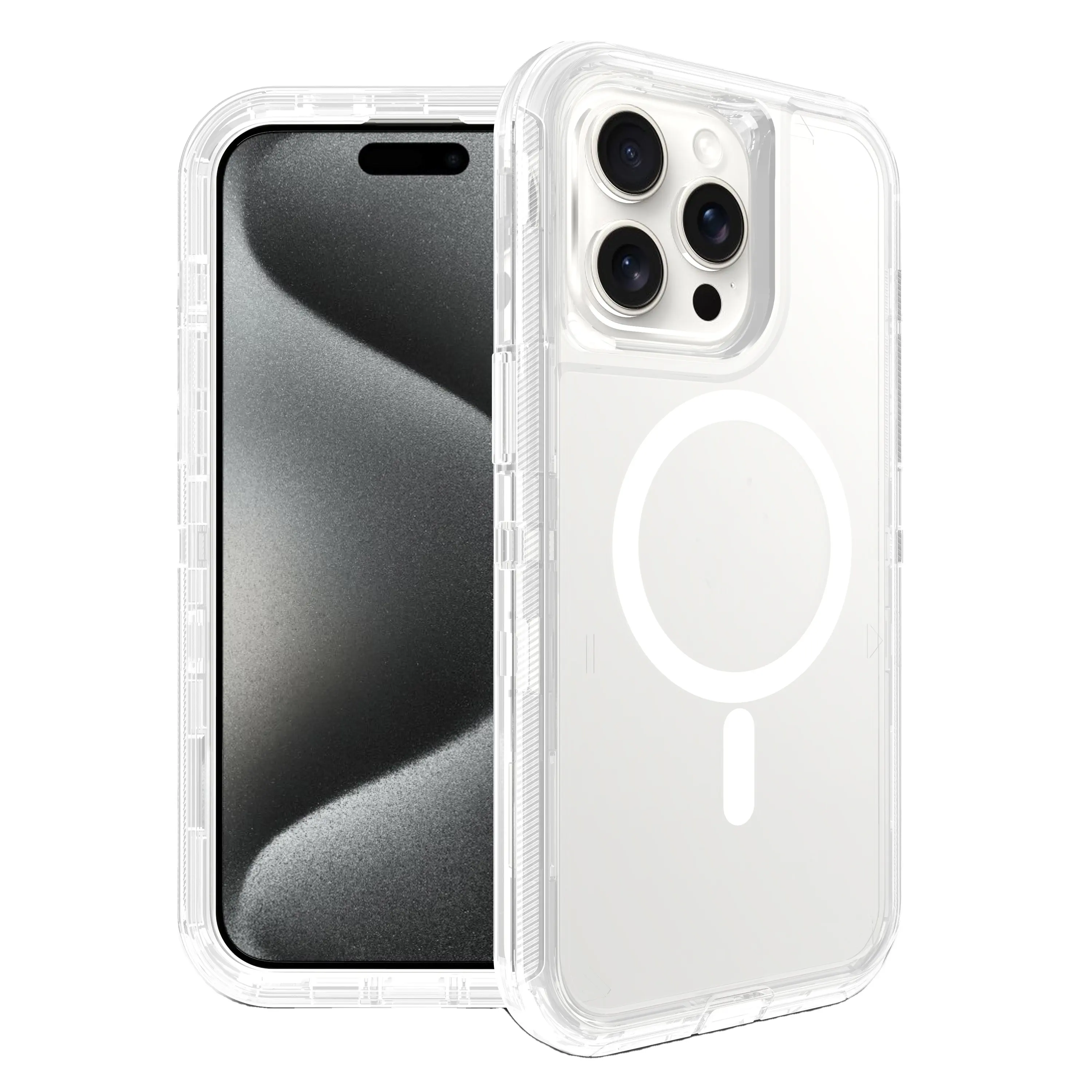Capa de telefone híbrida 3 em 1 Defender transparente para iPhone 15 14 13 12 11 Pro Max capa traseira à prova de choque