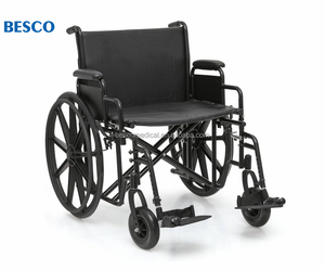 BESCO BES-WL107a 500lbs kursi roda bariatrik tugas berat 22 24 26 inci lebar kursi orang tua perlengkapan terapi rehabilitasi baja - Product Image 6