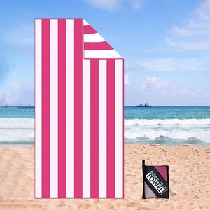 Personalized Custom Printed Huge Double Size <b>Micro</b> <b>Fibre</b> Sand Free Microfiber Stripe Beach <b>Towel</b> With Pocket for Adult - Product Image 2