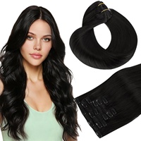 Extensions de cheveux à clipser en cheveux humains Remy véritables, lisses, invisibles, à installation rapide et sans couture pour femmes