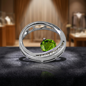 Colgante de Plata Fina Hecho a Mano para Mujer con Peridoto, Zirconia y Circonita Cúbica, Certificado por Terceros, para Uso Diario - Product Image 3