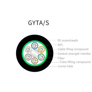 GYTS 12 core luar ruangan kabel mode tunggal G652D 9/125 kabel lapis baja dengan jaket PE