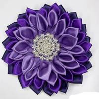 Perkumpulan wanita terinspirasi 4 inci korsase Ruby merah dan putih Afrika Violet bunga Satin bros Pin kerah untuk pernikahan