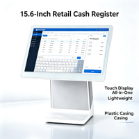 Terminal de point de vente tactile 15,6'' à écran unique, boîtier entièrement en plastique, système de facturation et de commande Windows avec logo personnalisé pour restaurant