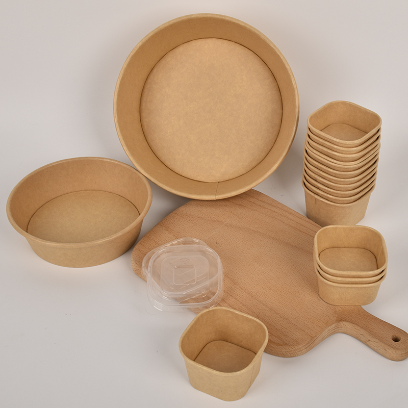 Custom Full Print Reusable Recyclable Disposable Induction Heatable Hot Soup Wide Mouth Food Paper Bowl Salad Kraft Paper Plates