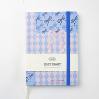 Agenda relié en couverture rigide avec motif mignon personnalisé, agenda rétro élégant, journal quotidien, 2026-2027