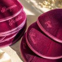 Kippot en velours personnalisables, Kippa juive brodée et imprimée numériquement, Yarmulke pour Bar Mitzvah et chapeaux de mariage