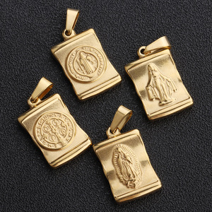 Colgante de Cruz de Acero Inoxidable con Baño Electrolítico al Vacío, Oro de 18k, Estilo Vintage, Geométrico, Religioso, Unisex, con Etiqueta - Product Image 1