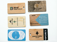 Carte RFID 1K Fudan 13,56 MHz en bois, carte de visite NFC pour le partage d'informations de contact sociales, promotion de cadeaux