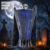 SIPKLR Crâne fantôme lumineux de 90 cm pour Halloween, accessoire squelette effrayant pour la décoration de maison hantée ou de fête en extérieur