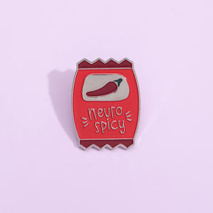 เข็มกลัดเคลือบแข็งสำหรับตกแต่งซอสรสเผ็ดแบบกำหนดได้เองเป็นปกเสื้อป้ายเตือนสุขภาพทาง<span class=keywords><strong>จิตวิทยา</strong></span>งานฝีมือโลหะขายส่ง - Product Image 2