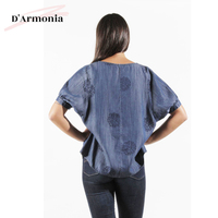 Chemisier à manches courtes pour femmes à motif floral conçu en Italie Nouvelle mode Tops grande taille pour un style d'été décontracté