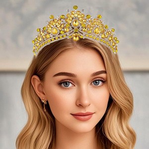 Couronne de mariée baroque de style nouveau, ornée de strass en cristal coloré, accessoires de coiffure pour concours de beauté et mariage - Product Image 3