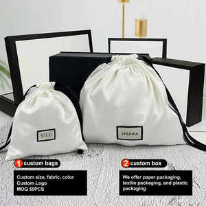 Çanta için toptan özel Logo yüksek kaliteli ipek saten toz torbaları saten büzgülü çanta Oem hediye çantası - Product Image 2