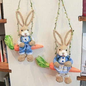 Lapin de paille artificielle fait à la main pour la décoration de la maison et du jardin de mariage Noël Graduation-Élégant ornements de Pâques Idées cadeaux - Product Image 1