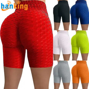 Ehanking-Para Mujer, Mallas Elásticas con Cintura Arrugada, Leggings Elásticos de Cadera, Pantalones Deportivos para Correr, Pantalones Cortos de Motociclista - Product Image 1