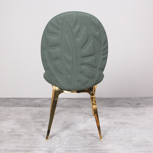 Sillas de Comedor de Lujo de Terciopelo Verde con Patas de Acero Inoxidable Dorado, Silla de Comedor Moderna de Lujo DC-00, Silla de Comedor de Terciopelo Verde - Product Image 5