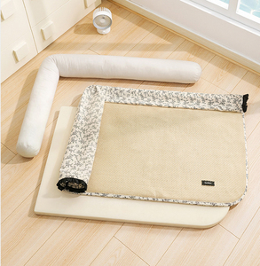 Cuscino Rinfrescante a L per Cani e Gatti, Personalizzabile OEM, Lavabile, Floreale <span class=keywords><strong>Francese</strong></span>, con Cuscino Rimovibile, Antiscivolo, in Rattan, per l'Estate - Product Image 4