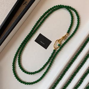 2024 nuevo collar de cuentas de piedra de Calcedonia verde Natural apilado largo de lujo ligero para joyería de mujer - Product Image 5