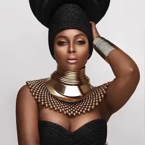 NJC afrikanische handgemachte Mode klobige Halsketten Damen Schmuck Bib Perlenkragen Choker Perlen-Scharms-Halsband