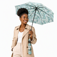 Parapluie pliant 3 volets entièrement automatique 190T moderne avec impression de logo personnalisé, portable, imperméable, pour adultes, parapluie droit professionnel
