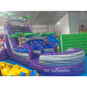 Glissière d'eau tropicale gonflable commerciale bon marché, piscine coulissante à <span class=keywords><strong>trois</strong></span> palmiers en marbre <span class=keywords><strong>pour</strong></span> enfants et adultes - Product Image 1