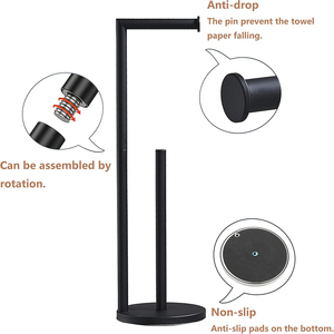 Porte-papier toilette en acier inoxydable sur pied, <span class=keywords><strong>support</strong></span> doré pour rouleaux de papier toilette avec base lestée - Product Image 4